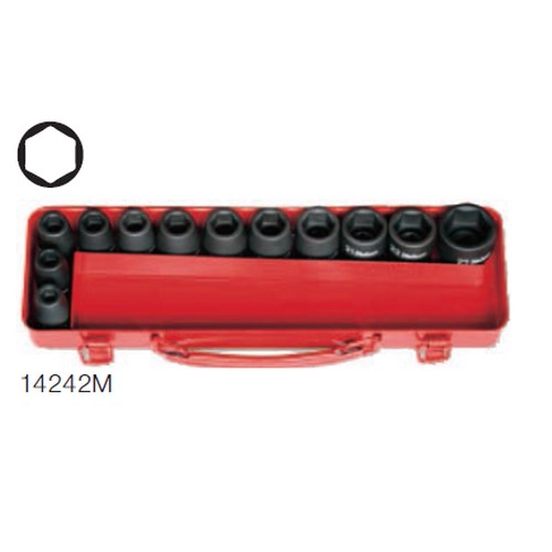 SKI - สกี จำหน่ายสินค้าหลากหลาย และคุณภาพดี | KOKEN 14242M-00 ลูกบ๊อกซ์ลม ชุด 12 ชิ้น (มิล) 6 เหลี่ยม ในกล่องเหล็ก