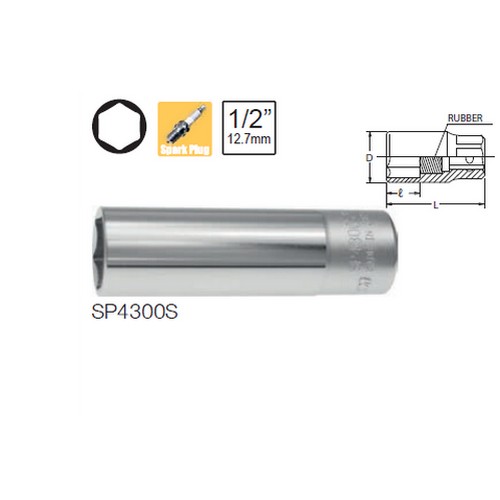 KOKEN SP4300S-18 ลูกบ๊อก 1/2นิ้ว-6P-18mm. ถอดหัวเทียนแบบยางดูด
