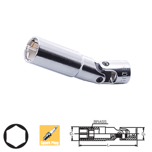 KOKEN 3340C-18 บ๊อกซ์ข้ออ่อน ถอดหัวเทียน สปริงหนีบ 3/8นิ้ว-6P-18mm