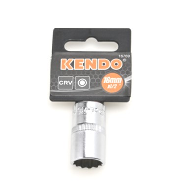 KENDO 16769 ลูกบ๊อกซ์ รู 1/2นิ้ว-12P-16mm.