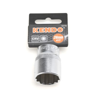 KENDO 16779 ลูกบ๊อกซ์ รู 1/2นิ้ว-12P-26mm.