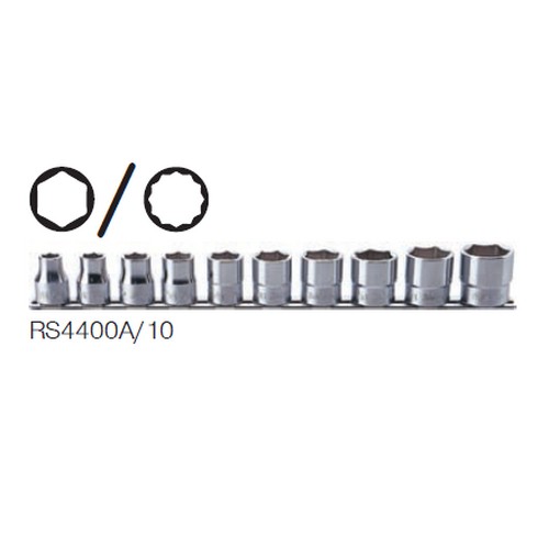 SKI - สกี จำหน่ายสินค้าหลากหลาย และคุณภาพดี | KOKEN RS4400A/10 ลูกบ๊อกซ์ สั้น 6P (นิ้ว) ขนาด 1/2นิ้ว ชุด 10 ชิ้น ในรางเหล็ก