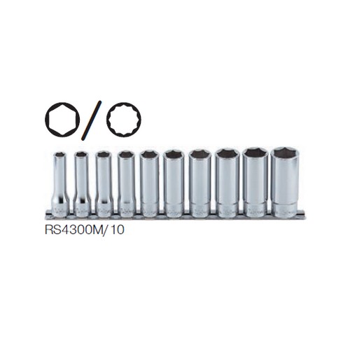 SKI - สกี จำหน่ายสินค้าหลากหลาย และคุณภาพดี | KOKEN RS4300A/10 ลูกบ๊อกยาว 1/2นิ้ว-6P(นิ้ว) ชุด 10 ชิ้น ในราง