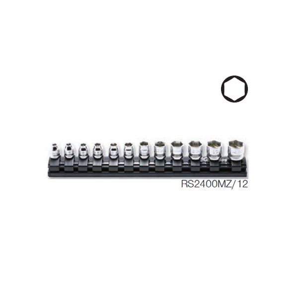 SKI - สกี จำหน่ายสินค้าหลากหลาย และคุณภาพดี | KOKEN RS2400MZ/12 ชุดบ๊อกซ์ รุ่นแชด สั้น ขนาด 1/4นิ้ว ชุด 12 ชิ้น ในรางแม่เหล็ก