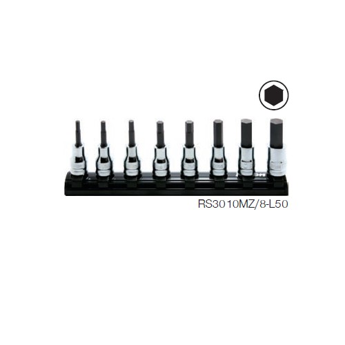 SKI - สกี จำหน่ายสินค้าหลากหลาย และคุณภาพดี | KOKEN RS3010MZ/8-L50 บ็อกเดือยโผล่ 6P รุ่นแชด 3/8นิ้ว ชุด 8 ชิ้น ในรางแม่เหล็ก