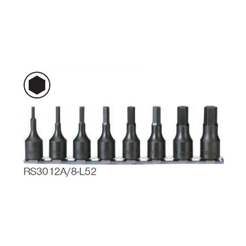 KOKEN RS3012A/8-L52 ชุดบ๊อกซ์เดือยโผล่ ดำ หกเหลี่ยม (นิ้ว) 8 ชิ้น ขนาด 3/8นิ้ว
