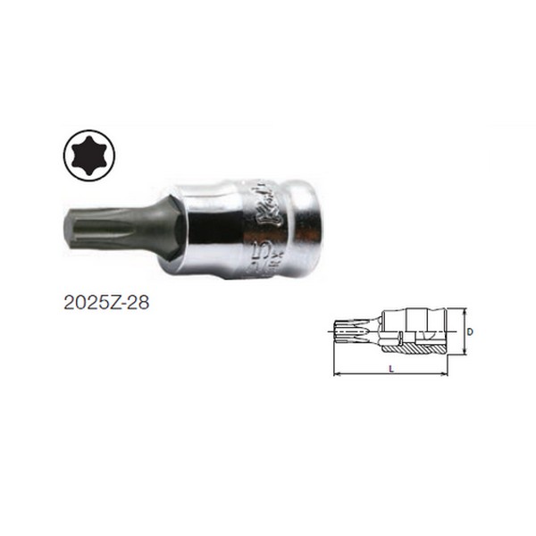 SKI - สกี จำหน่ายสินค้าหลากหลาย และคุณภาพดี | KOKEN 2025Z.28 บ๊อกซ์เดือยโผล่ ท๊อกซ์ รุ่นแชด ขนาด 1/4นิ้ว-T15