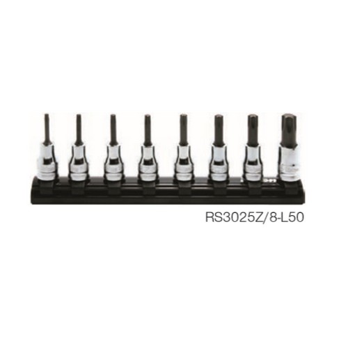 KOKEN RS3025Z/8-L50 บ๊อกซ์เดือยโผล่ ท๊อกซ์ รุ่นแชด ขนาด 3/8นิ้ว ชุด 8 ชิ้น ในรางแม่เหล็ก