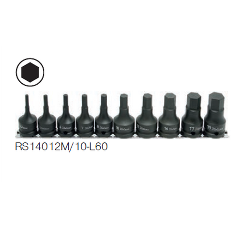 SKI - สกี จำหน่ายสินค้าหลากหลาย และคุณภาพดี | KOKEN RS14012/10-L60 บ๊อกซ์เดือยโผล่ลม หกเหลี่ยม (มิล) ขนาด 1/2นิ้ว ชุด 10 ชิ้น