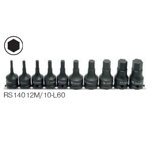 KOKEN RS14012/10-L60 บ๊อกซ์เดือยโผล่ลม หกเหลี่ยม (มิล) ขนาด 1/2นิ้ว ชุด 10 ชิ้น