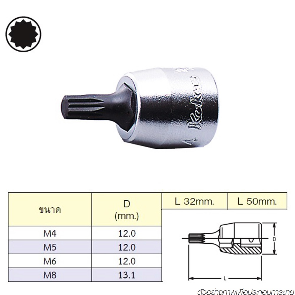 KOKEN 2020-32-M8 บ๊อกเดือยโผล่ 12แฉก 1/4นิ้ว-32-M8