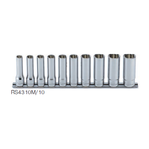 KOKEN RS4310M/10 ชุดบ๊อกซ์ ถนอมมุมน๊อต ยาว ขนาด 1/2นิ้ว ชุด 10 ชิ้น ในรางเหล็ก