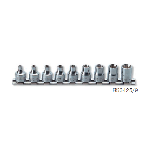 KOKEN RS3425/9 ลูกบ๊อกซ์ ท๊อกซ์ ขนาด 3/8นิ้ว ชุด 9 ชิ้น ในรางเหล็ก