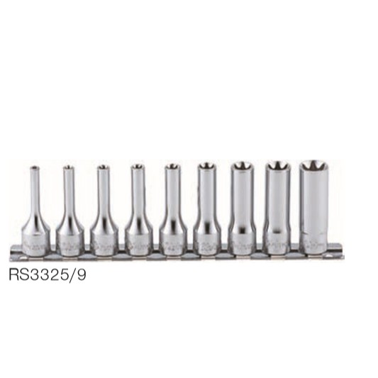 KOKEN RS3325/9 ลูกบ๊อกซ์ ท๊อกซ์ ยาว ขนาด 3/8นิ้ว ชุด 9 ชิ้น ในรางเหล็ก
