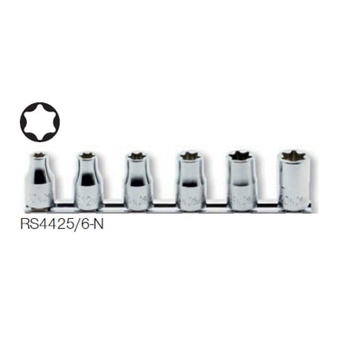 SKI - สกี จำหน่ายสินค้าหลากหลาย และคุณภาพดี | KOKEN RS4425/6-N ชุดบ๊อกซ์ สั้น ท๊อกซ์ สำหรับน๊อต Low Profi le ชุด 6 ชิ้น ในรางเหล็ก