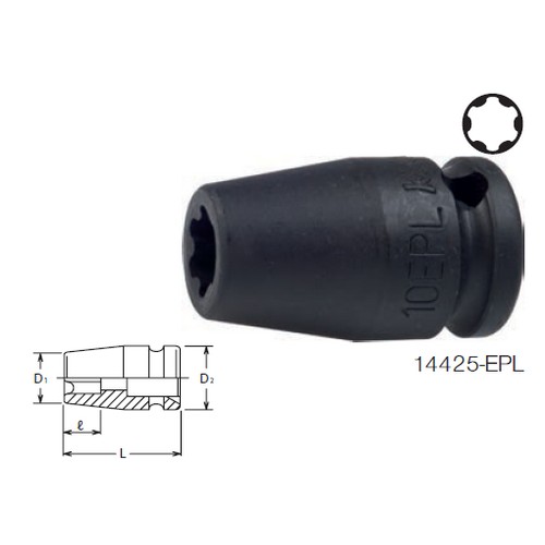 SKI - สกี จำหน่ายสินค้าหลากหลาย และคุณภาพดี | KOKEN 14425-EPL ลูกบ๊อกซ์ลม ท๊อกซ์พลัส EP/EPL ขนาด 1/2นิ้ว-10EPL