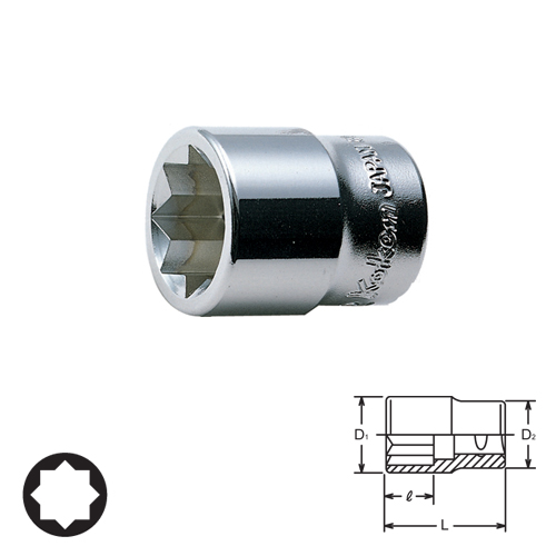 KOKEN 3415M-8 ลูกบ๊อก 3/8นิ้ว-8แฉก-8mm.