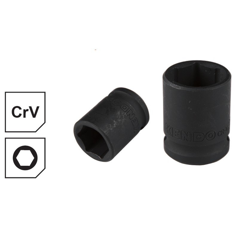 KENDO 16961 ลูกบ๊อกลมสั้น(มิล)1/2นิ้ว-6P-28mm.