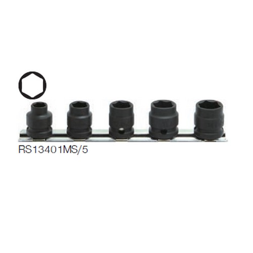 KOKEN RS13401MS/5 ลูกบ๊อกซ์ลม สั้น ขอบบาง 6P ขนาด 3/8นิ้ว ชุด 5 ชิ้น