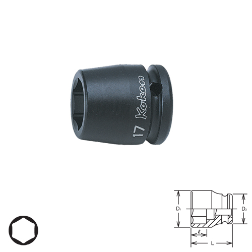 KOKEN 14400A-1.1/2 ลูกบ๊อกลมสั้น 1/2นิ้ว-6P-1.1/2นิ้ว