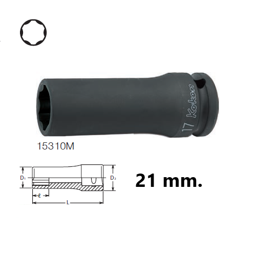 SKI - สกี จำหน่ายสินค้าหลากหลาย และคุณภาพดี | KOKEN 15310M ลูกบ๊อกซ์ลม ยาว ถนอมมุมน๊อต 6P (มิล) ขนาด 5/8นิ้ว-21