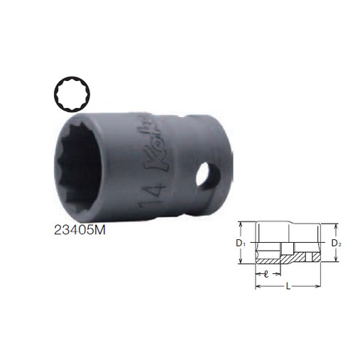 KOKEN 23410M-18 ลูกบ๊อกอินดัสเตรียล สั้น ถนอมมุมน๊อต 3/8นิ้ว-18