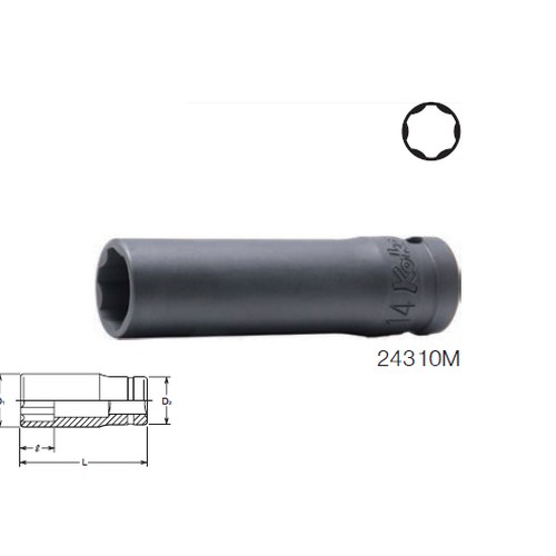KOKEN 24310M-16 ลูกบ๊อกอินดัสเตรียล สั้น ถนอมมุมน๊อต 1/2นิ้ว-16mm.