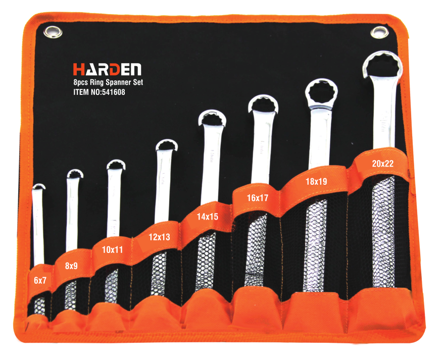 SKI - สกี จำหน่ายสินค้าหลากหลาย และคุณภาพดี | HARDEN ประแจแหวน 8 ตัว/ชุด  (6x7-20x22 ) #541608
