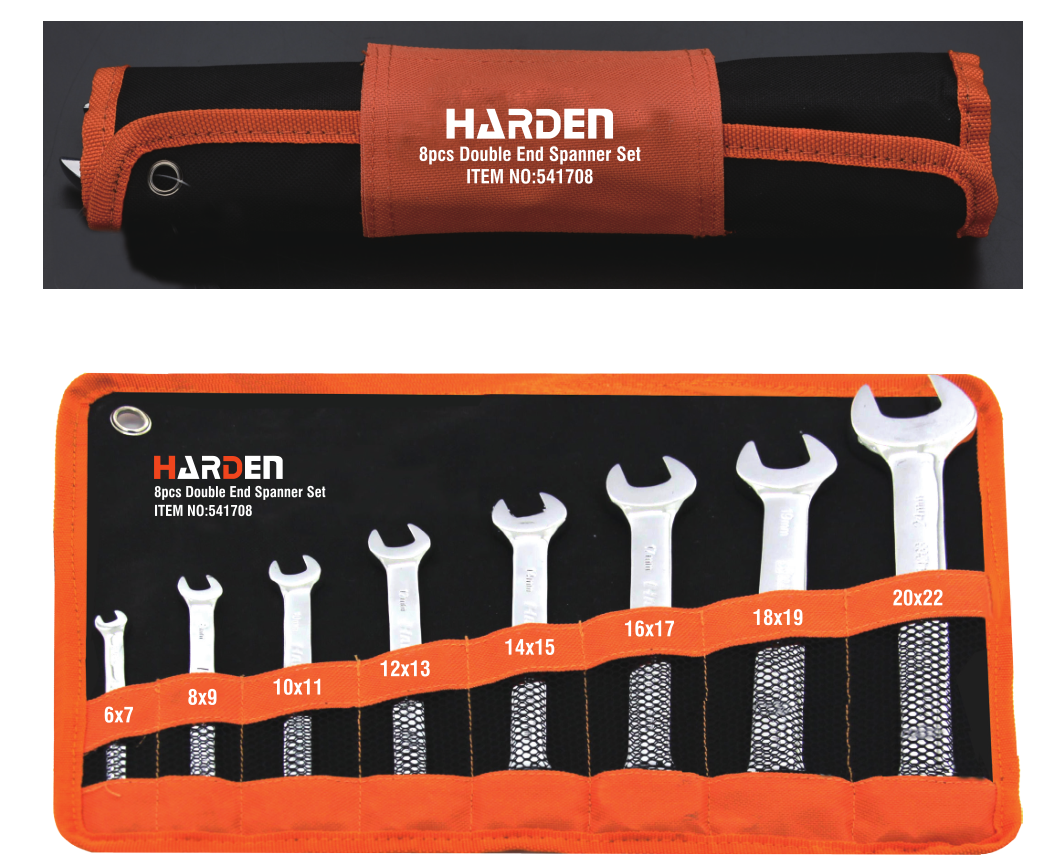 SKI - สกี จำหน่ายสินค้าหลากหลาย และคุณภาพดี | HARDEN ประแจปากตาย 2 ข้าง 8 ตัว/ชุด  (6x7-20x22 ) #541708