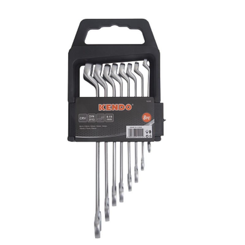 SKI - สกี จำหน่ายสินค้าหลากหลาย และคุณภาพดี | KENDO 15201 ชุดปากตาย-ข้างแหวนคอสูง 8 ชิ้น/ชุด (8-19mm)