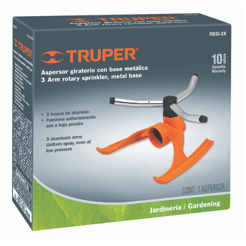 TRUPER 10303 สปริงเกอร์พ่นน้ำ แบบหมุน 3 ก้าน (Aluminum) (REG-3X)