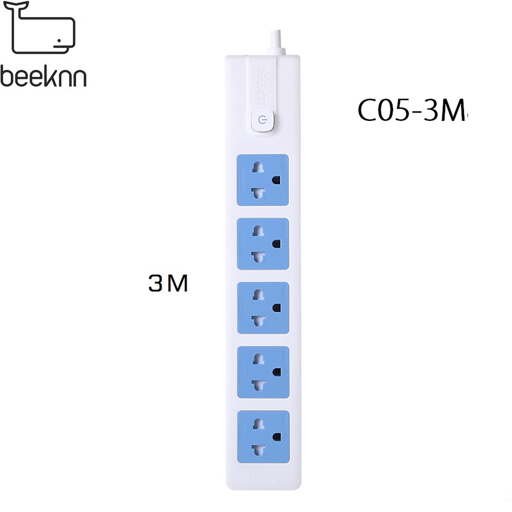 SKI - สกี จำหน่ายสินค้าหลากหลาย และคุณภาพดี | BEEKNN C05-3M ปลั๊กไฟ 5ช่อง 1สวิทช์ สายไฟยาว 3 เมตร