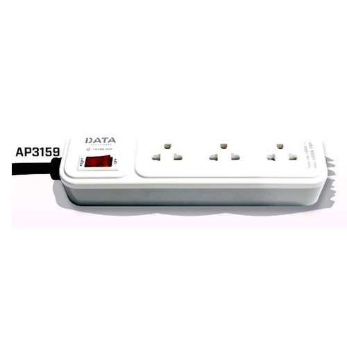 DATA AP3159 ปลั๊กไฟ 3 ช่อง 1 สวิตช์ 2 เมตร สีเทา 10A 2300W