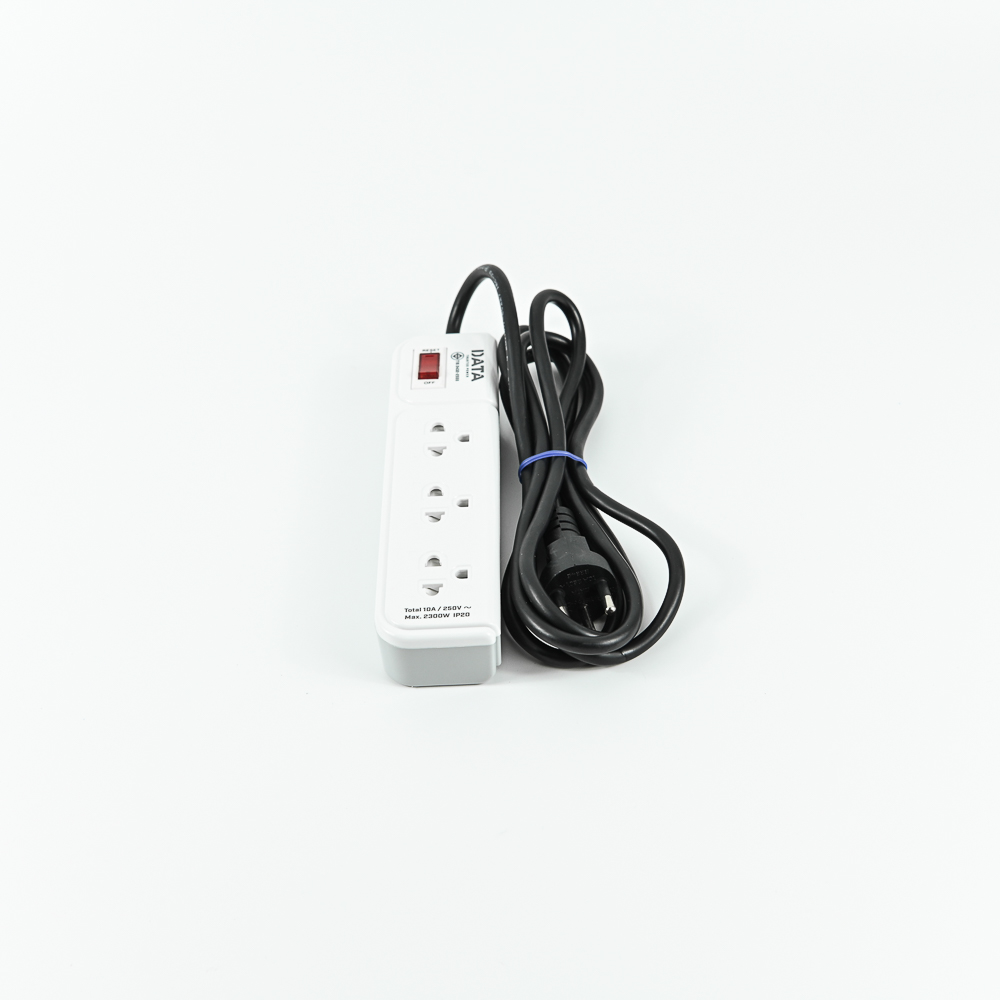 DATA AP3159 ปลั๊กไฟ 3 ช่อง 1 สวิตช์ 2 เมตร สีเทา 10A 2300W