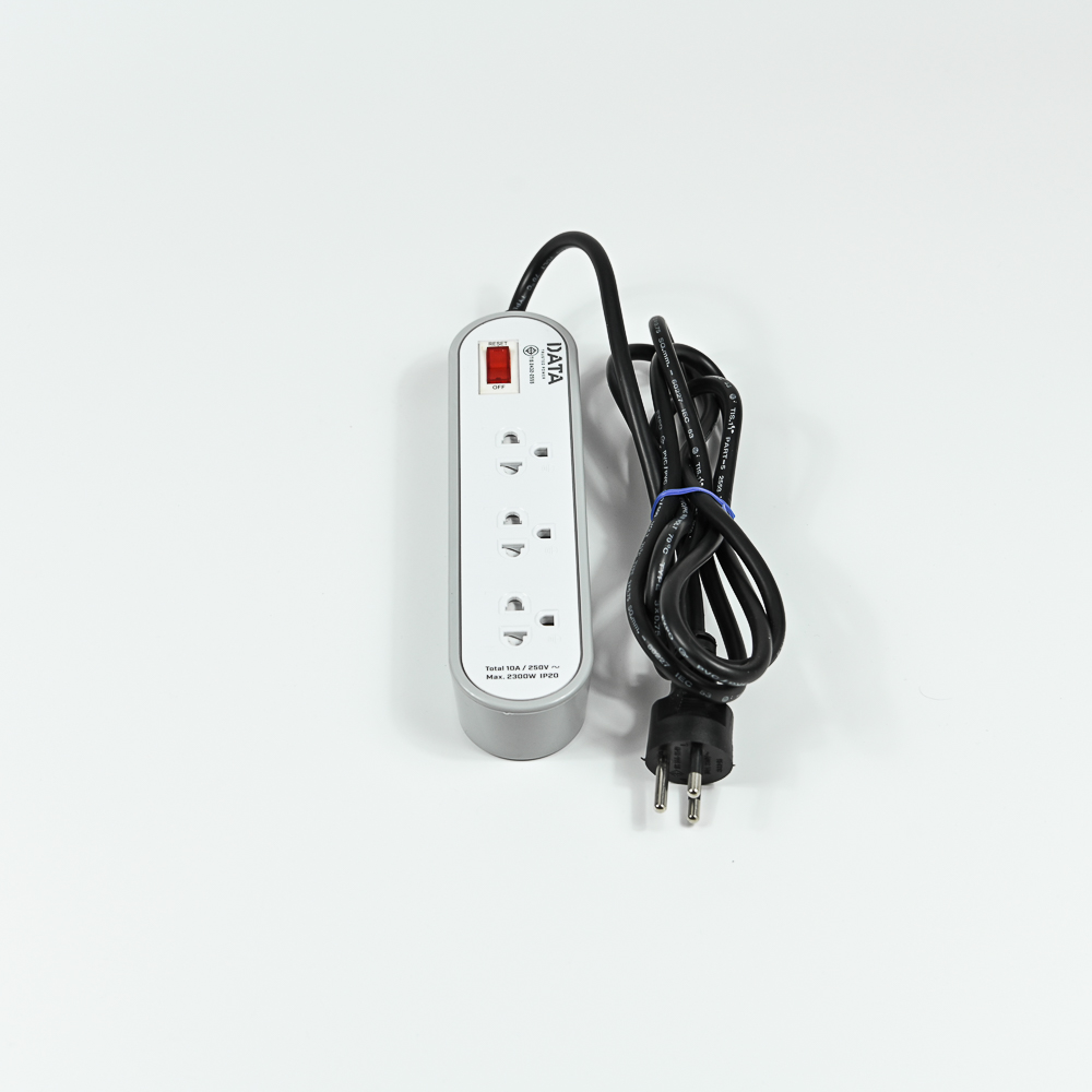DATA AP3146 ปลั๊กไฟ 3 ช่อง 1 สวิตช์ 2 เมตร สีเทา 10A 2300W