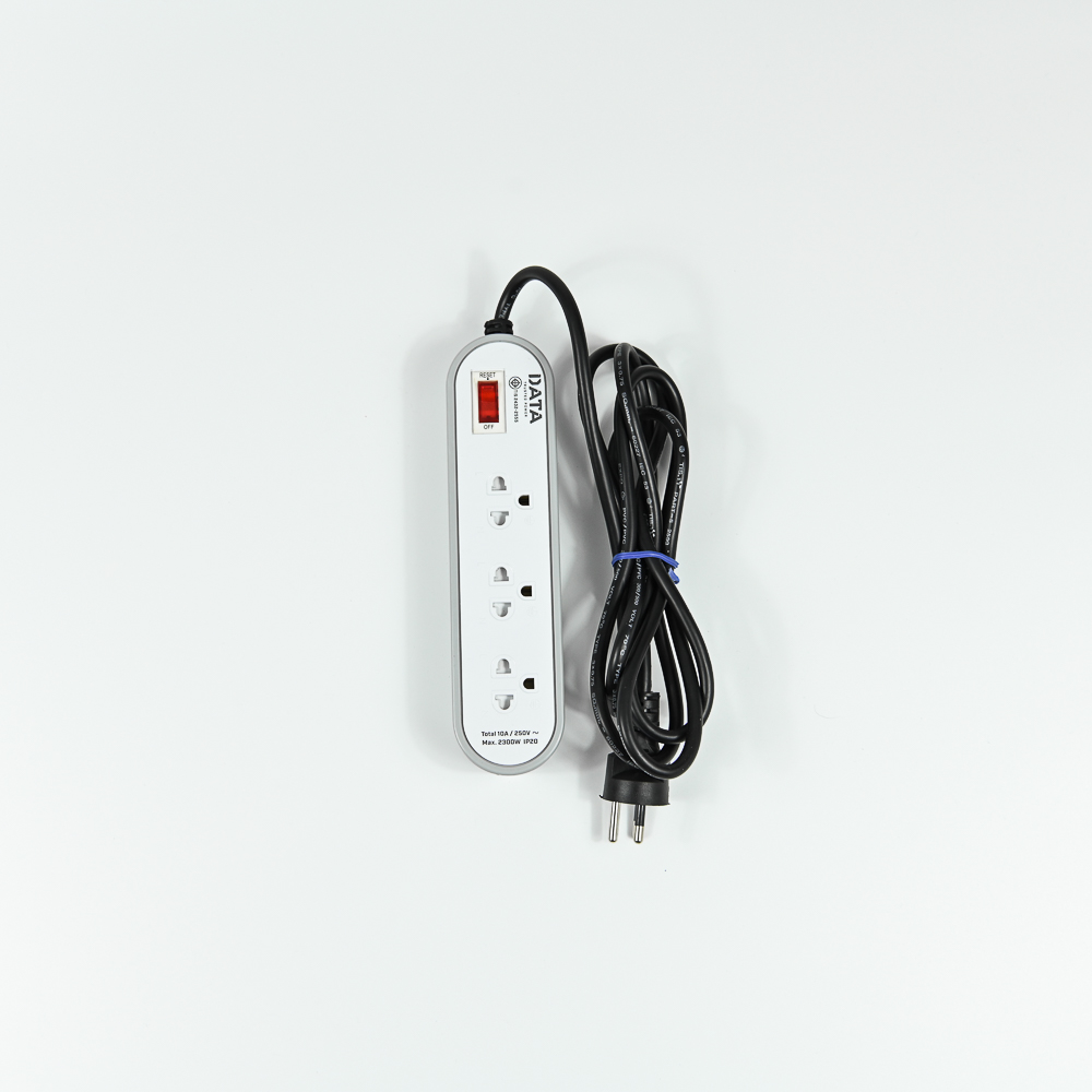 DATA AP3146 ปลั๊กไฟ 3 ช่อง 1 สวิตช์ 2 เมตร สีเทา 10A 2300W