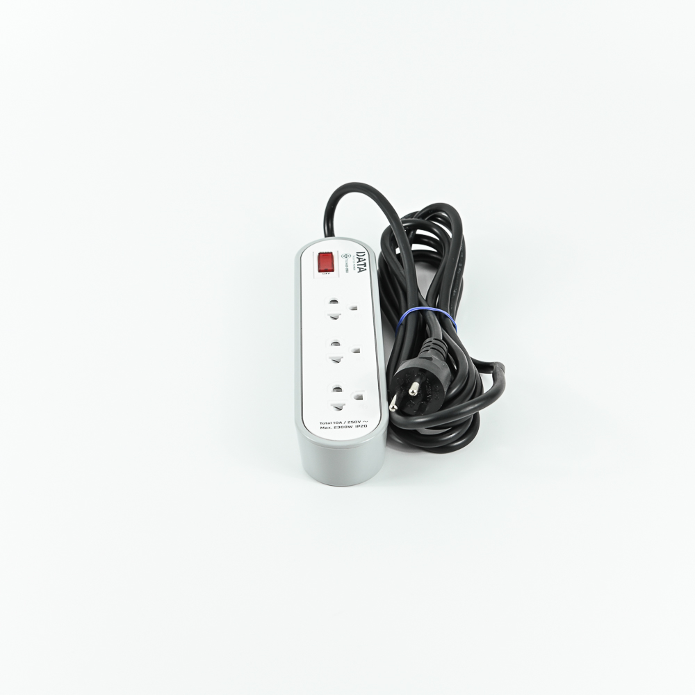 DATA AP3146 ปลั๊กไฟ 3 ช่อง 1 สวิตช์ 3 เมตร สีเทา 10A 2300W