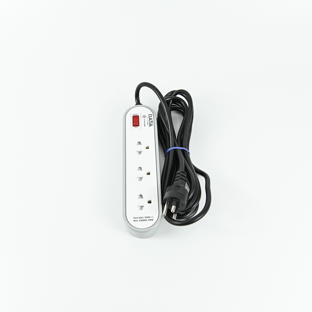 DATA AP3146 ปลั๊กไฟ 3 ช่อง 1 สวิตช์ 3 เมตร สีเทา 10A 2300W
