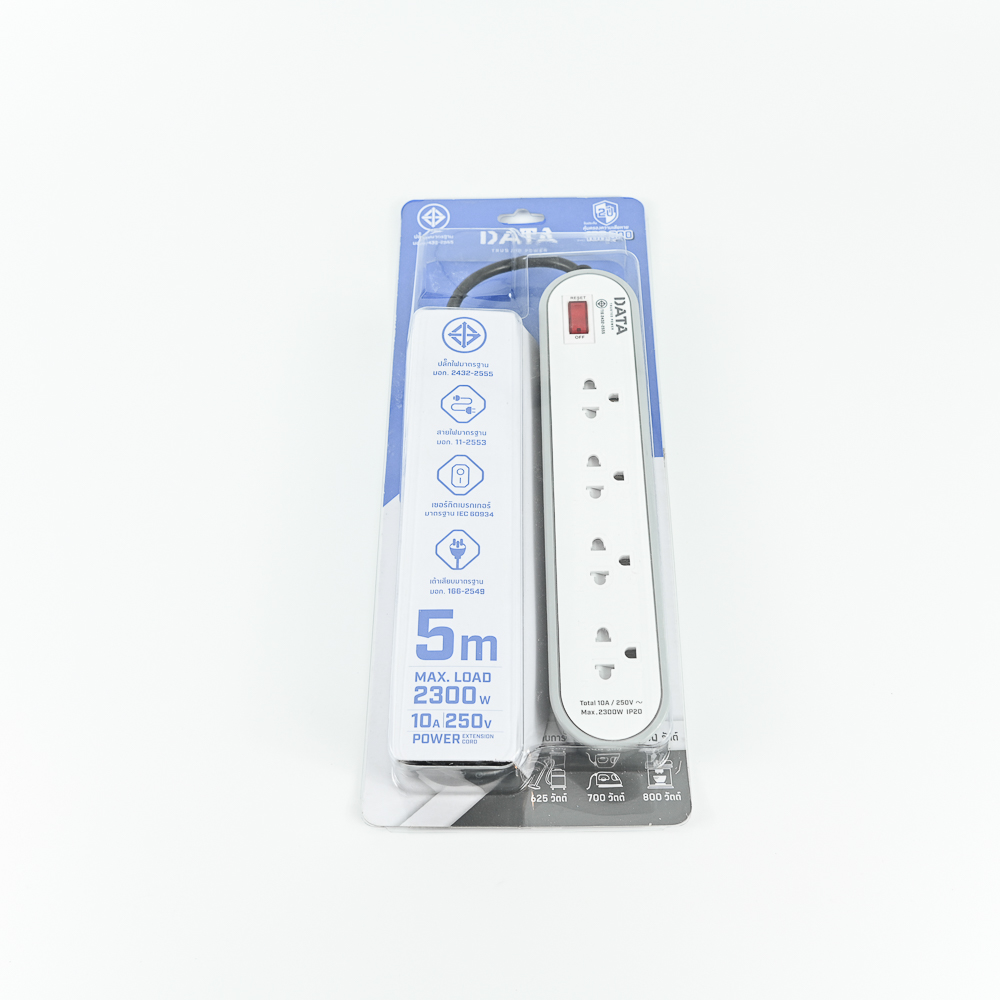 DATA AP3146 ปลั๊กไฟ 3 ช่อง 1 สวิตช์ 5 เมตร สีเทา 10A 2300W
