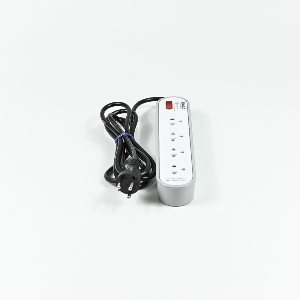 DATA AP4156 ปลั๊กไฟ 4 ช่อง 1 สวิตช์ 2 เมตร สีเทา 10A 2300W