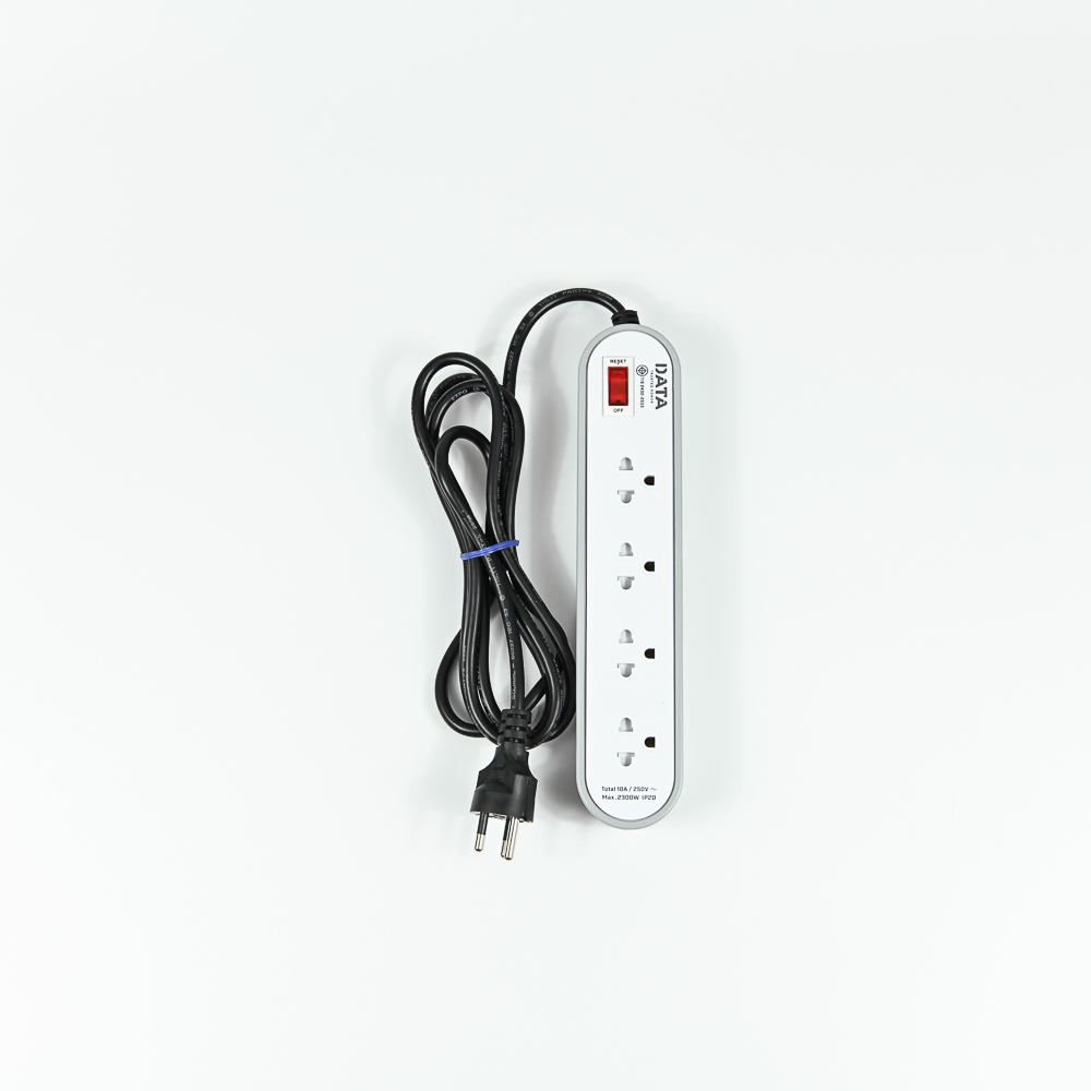 DATA AP4156 ปลั๊กไฟ 4 ช่อง 1 สวิตช์ 2 เมตร สีเทา 10A 2300W