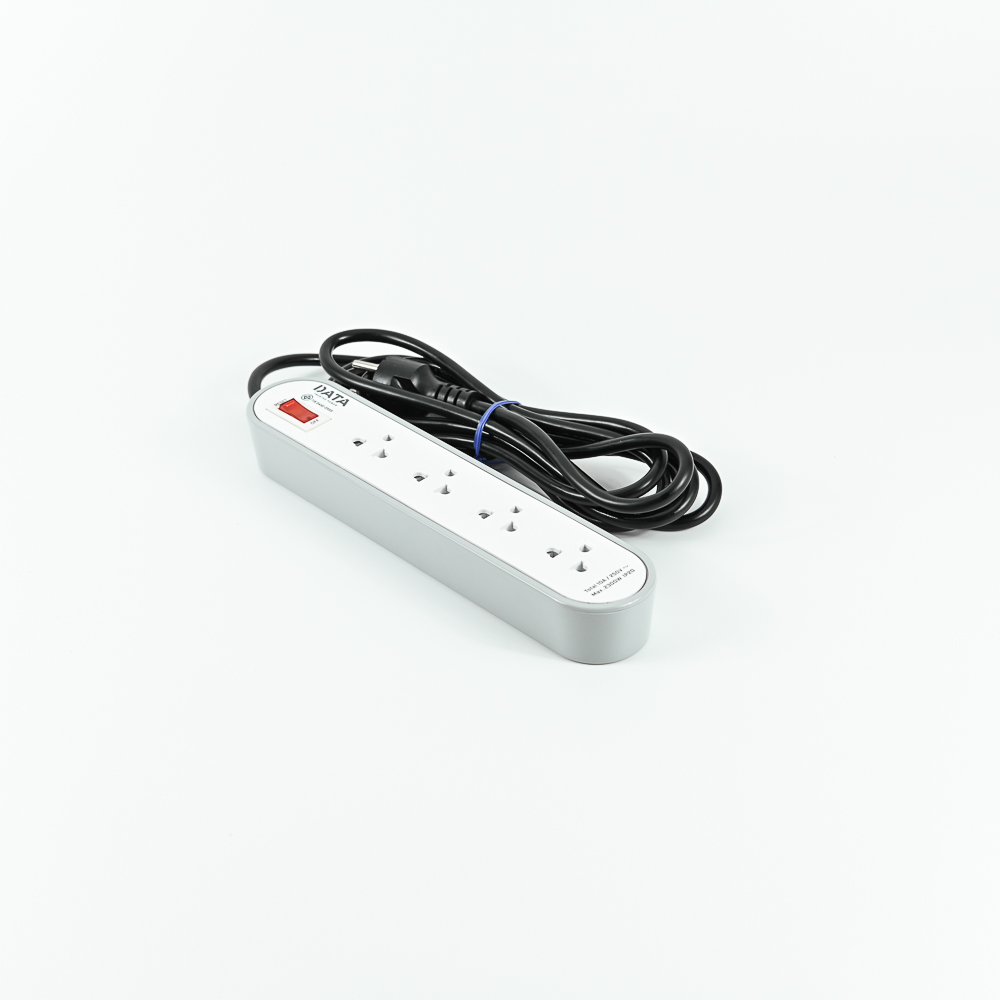 DATA AP4156 ปลั๊กไฟ 4 ช่อง 1 สวิตช์ 3 เมตร สีเทา 10A 2300W