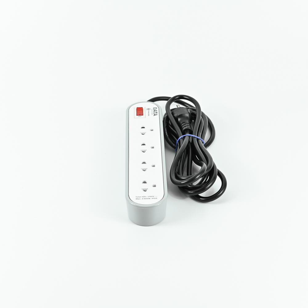 DATA AP4156 ปลั๊กไฟ 4 ช่อง 1 สวิตช์ 3 เมตร สีเทา 10A 2300W