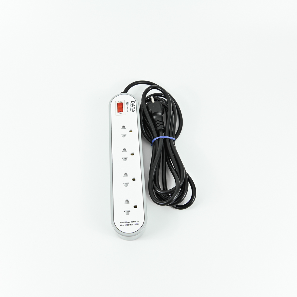 DATA AP4156 ปลั๊กไฟ 4 ช่อง 1 สวิตช์ 3 เมตร สีเทา 10A 2300W