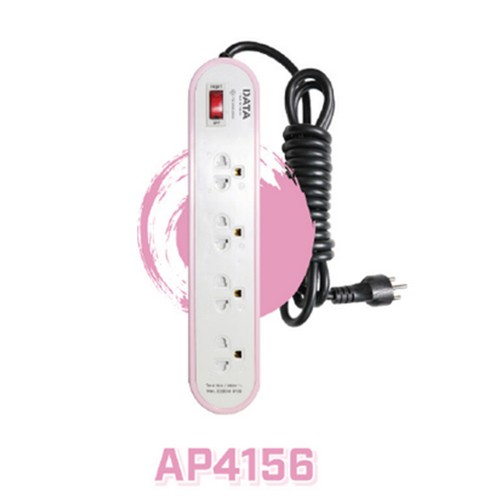 DATA AP4156 ปลั๊กไฟ 4 ช่อง 1 สวิตช์ 3 เมตร สีชมพู 10A 2300W