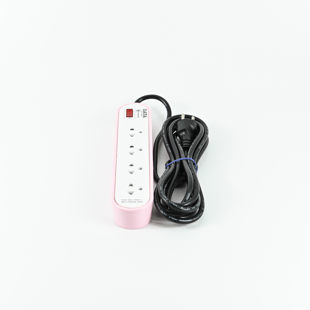 DATA AP4156 ปลั๊กไฟ 4 ช่อง 1 สวิตช์ 3 เมตร สีชมพู 10A 2300W