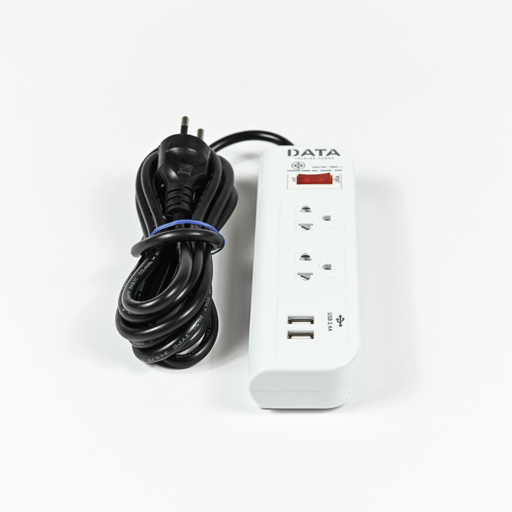 DATA WL128i ปลั๊กไฟ 2 ช่อง 1 สวิตช์ 2 USB 3 เมตร 10A 2300W