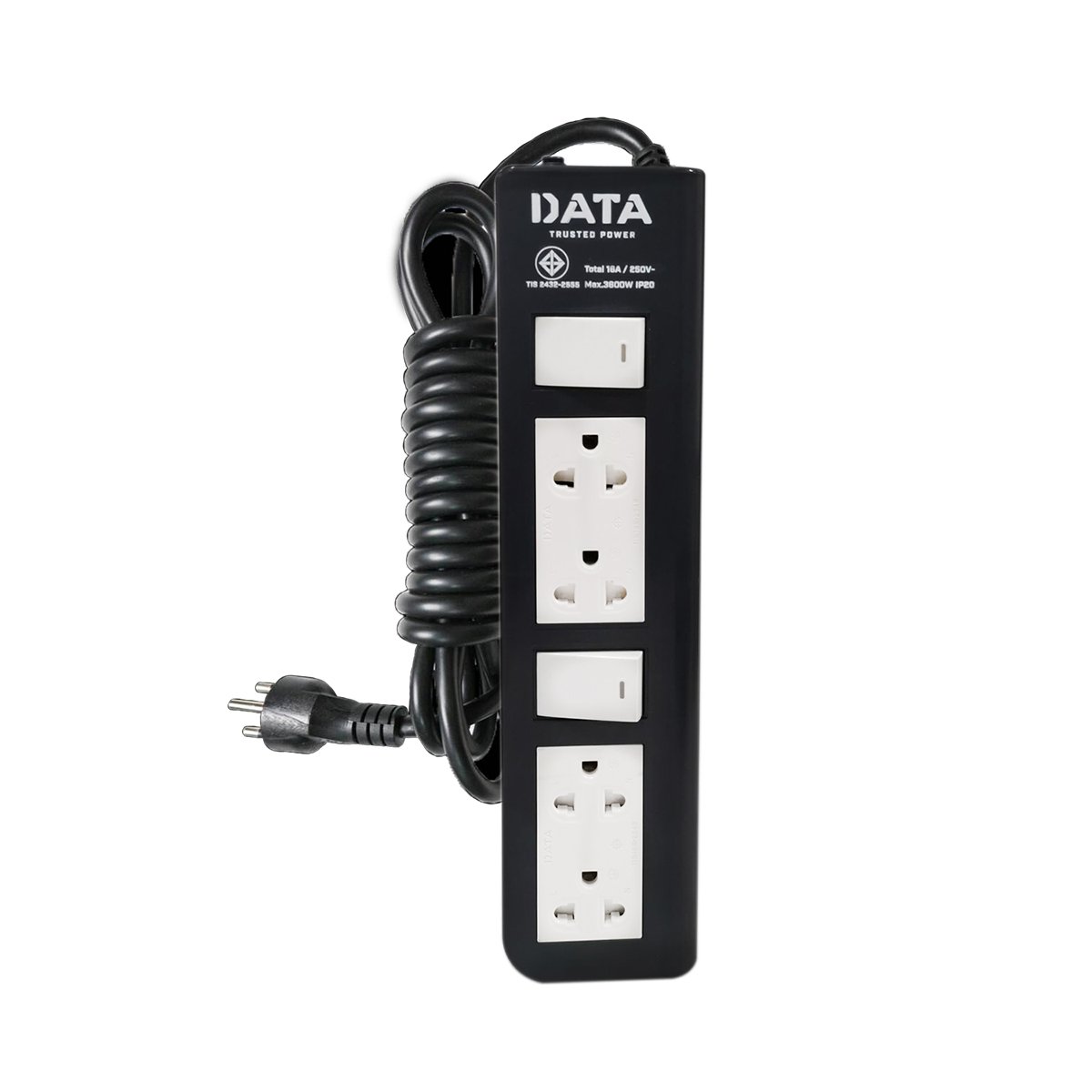 SKI - สกี จำหน่ายสินค้าหลากหลาย และคุณภาพดี | DATA APDW4224 ปลั๊กไฟ 4ช่อง2สวิตซ์ 3 เมตร 16แอมป์ 3500 วัตต์
