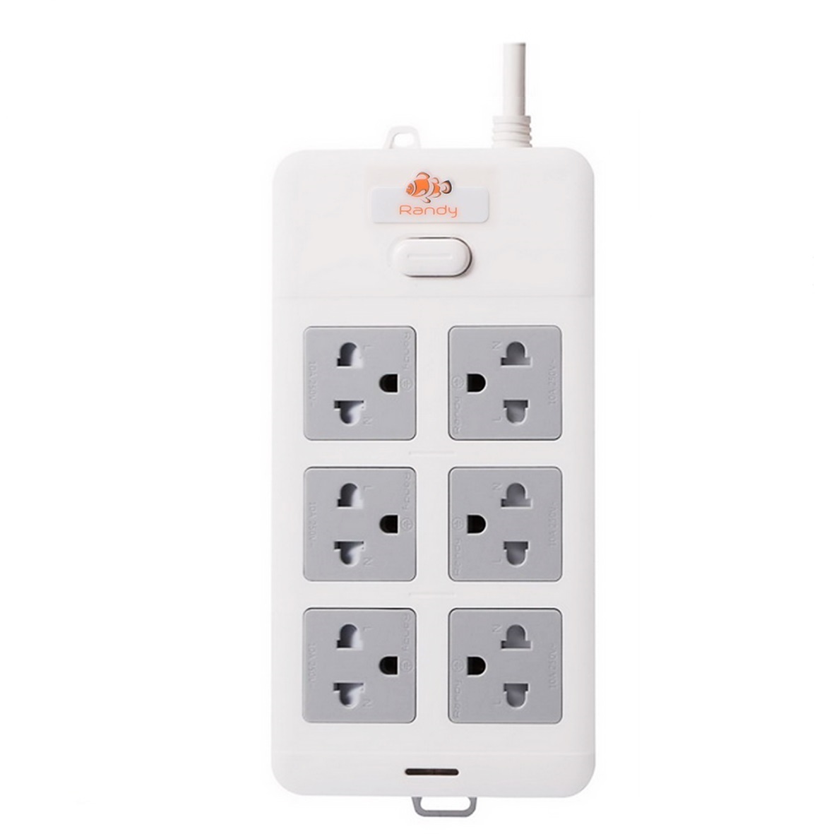 Randy 1616-3M ปลั๊กไฟ - 6ช่อง 1สวิทช์ สายไฟยาว 3 เมตร กำลังไฟ 16A-3680W
