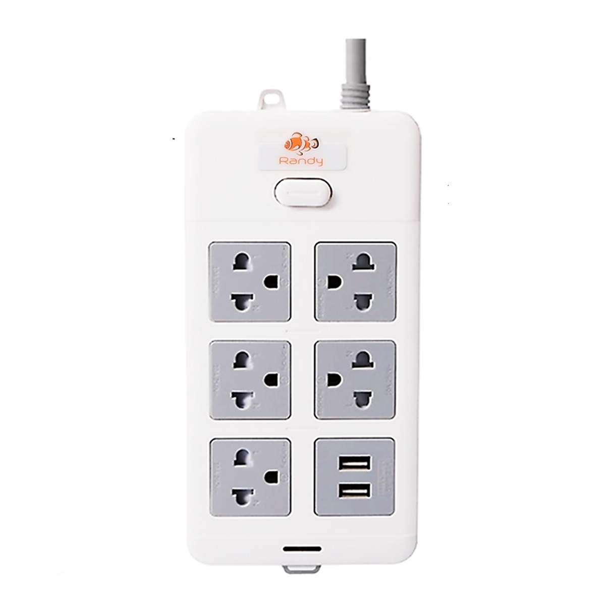 Randy 1616-5M ปลั๊กไฟ - 6ช่อง 1สวิทช์  สายไฟยาว 5 เมตร กำลังไฟ 16A-3680W